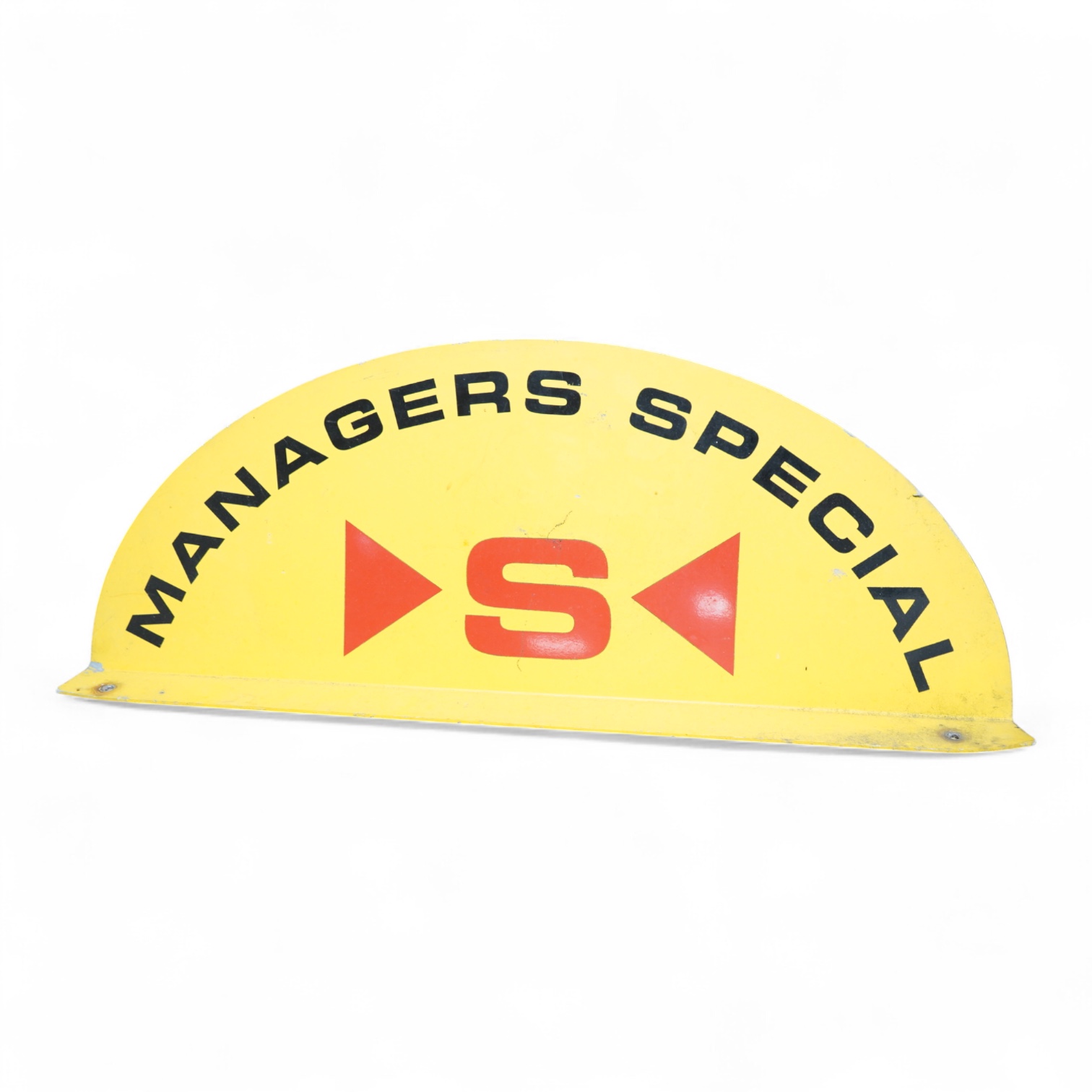 A Managers Special double sided advertising sign, 55cm wide